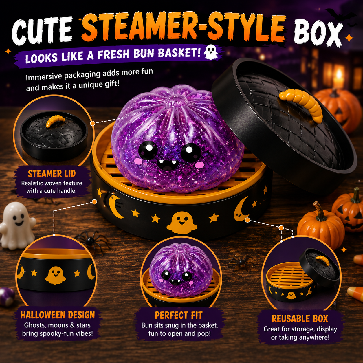 Pureluxo®70% OFF TODAY🎃 Halloween Steamed Bun Squishy Mystery Box Toy🔥